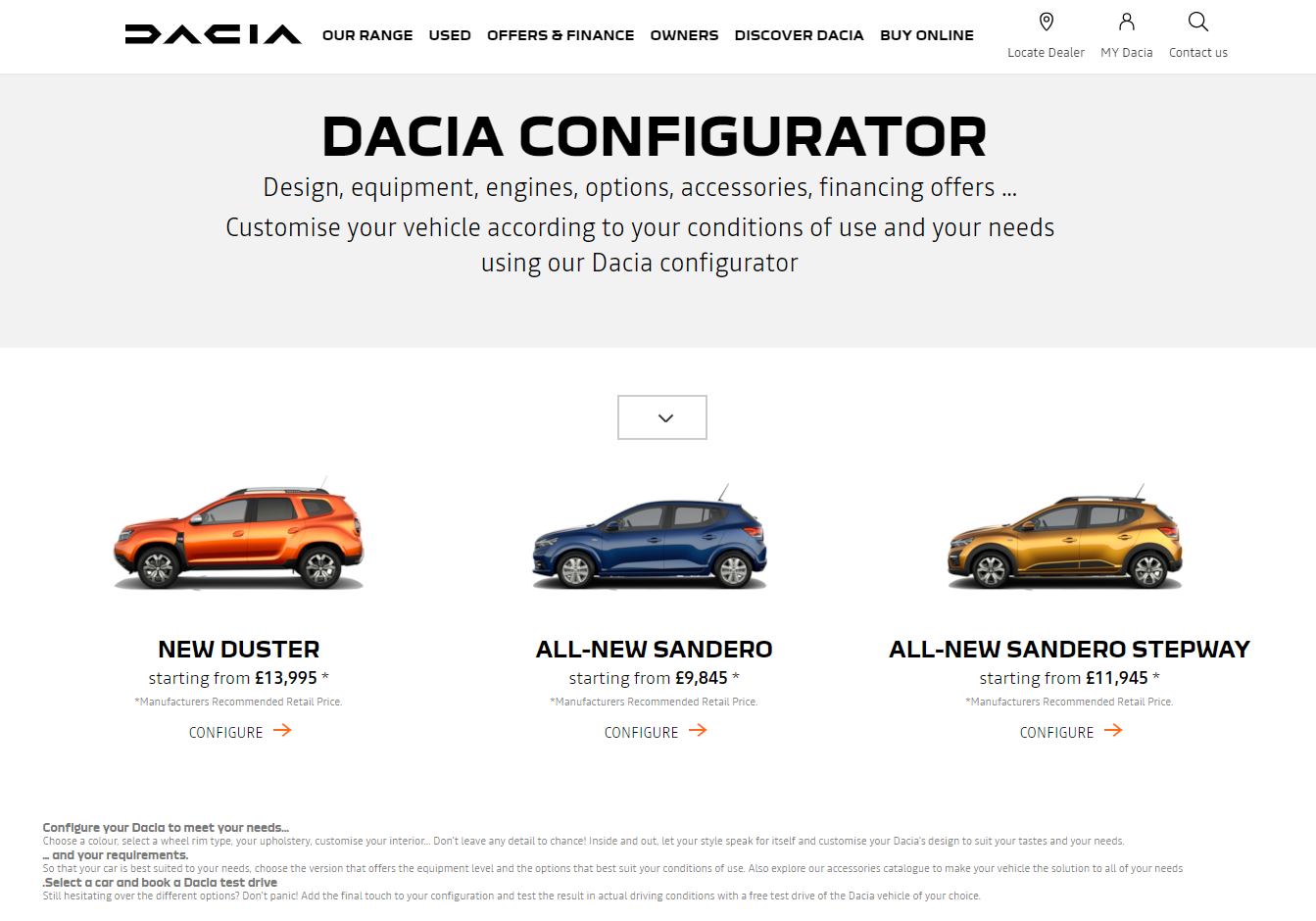 Dacia Configurator